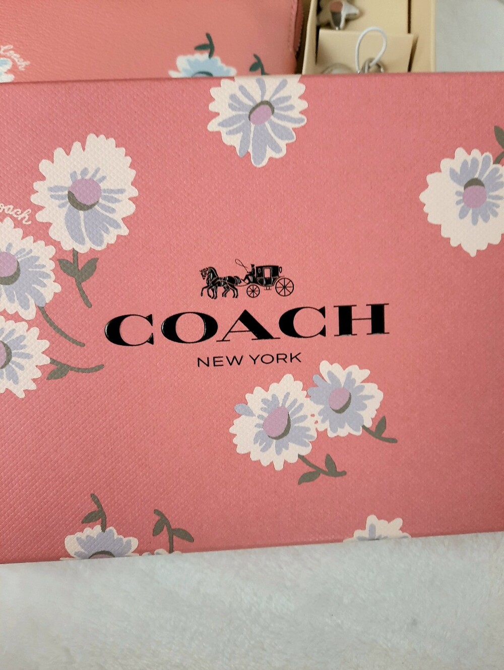 Coach Pink Floral Wristlet Pouch with Charm - Picture 12 of 13